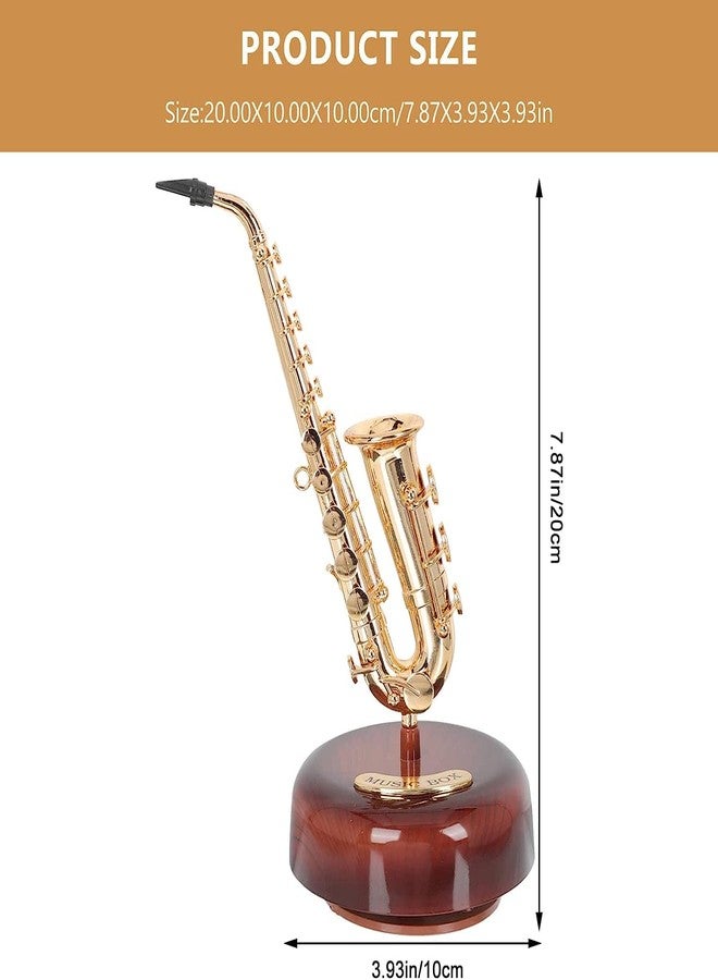 Overa Saxophone Music Box Classical Wind Up Twirling Music Box Rotating Base Brass Wind Instrument (Pack of 1) - Image 5